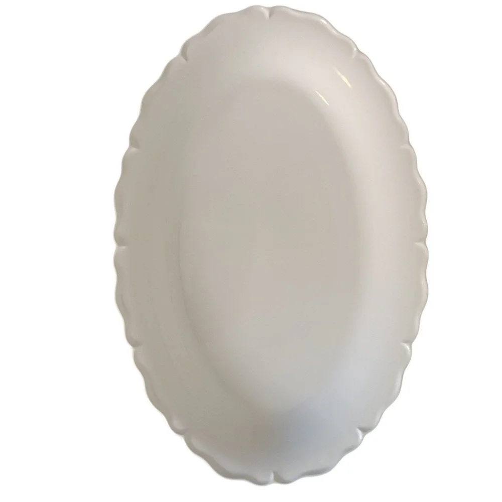 Ceriart SA Scalloped Oval Serving Platter wht Made in Portugal Ceramic 18